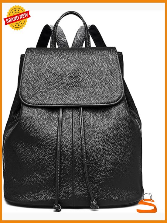 Full-Grain Leather Backpack Purse, Minimal Structured Work Commuter City Travel main image 4